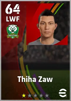 Thiha Zaw eFootball 2026 player card — 64 OVR LWF