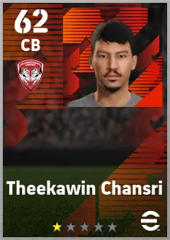 Theekawin Chansri eFootball 2026 player card — 62 OVR CB