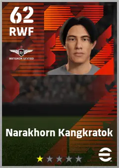 Narakhorn Kangkratok eFootball 2026 player card — 62 OVR RWF