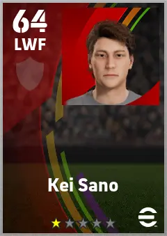 Kei Sano eFootball 2026 player card — 64 OVR LWF