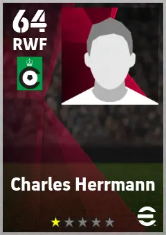 Charles Herrmann eFootball 2026 player card — 64 OVR RWF