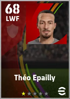 Theo Epailly eFootball 2026 player card — 68 OVR LWF