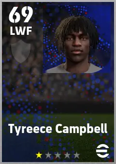 Tyreece Campbell eFootball 2026 player card — 69 OVR LWF