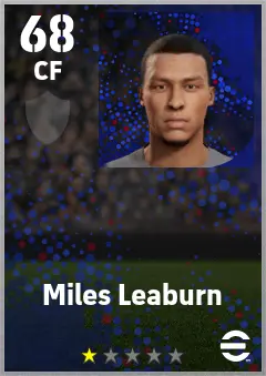Miles Leaburn eFootball 2026 player card — 68 OVR CF