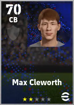 Max Cleworth eFootball 2026 player card — 70 OVR CB