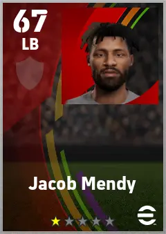 Jacob Mendy eFootball 2026 player card — 67 OVR LB