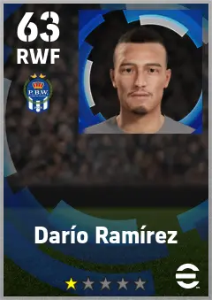 Dario Ramirez eFootball 2026 player card — 63 OVR RWF
