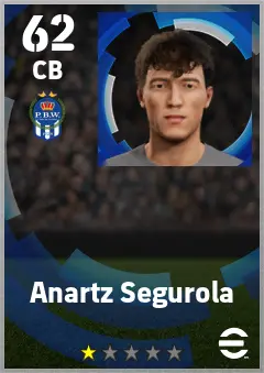 Anartz Segurola eFootball 2026 player card — 62 OVR CB