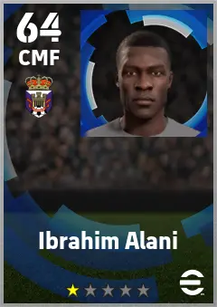 Ibrahim Alani eFootball 2026 player card — 64 OVR CMF