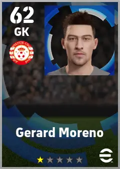 Gerard Moreno eFootball 2026 player card — 62 OVR GK