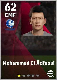 Mohammed El Adfaoui eFootball 2026 player card — 62 OVR CMF