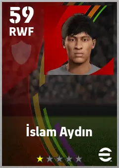 Islam Aydin eFootball 2026 player card — 59 OVR RWF