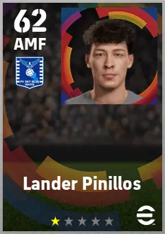 Lander Pinillos eFootball 2026 player card — 62 OVR AMF