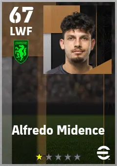 Alfredo Midence eFootball 2026 player card — 67 OVR LWF