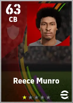 Reece Munro eFootball 2026 player card — 63 OVR CB