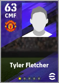 Tyler Fletcher eFootball 2026 player card — 63 OVR CMF