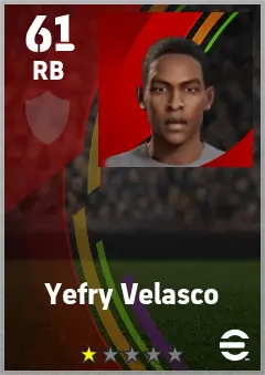 Yefry Velasco eFootball 2026 player card — 61 OVR RB
