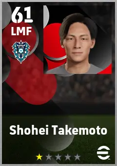 Shohei Takemoto eFootball 2026 player card — 61 OVR LMF