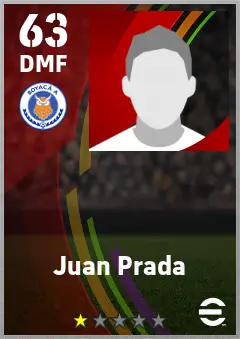 Juan Prada eFootball 2026 player card — 63 OVR DMF