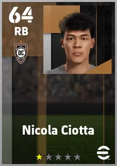 Nicola Ciotta eFootball 2026 player card — 64 OVR RB