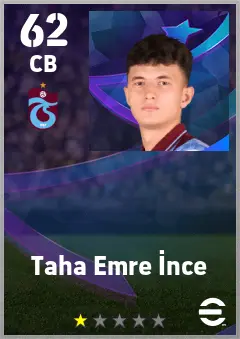 Taha Emre Ince eFootball 2026 player card — 62 OVR CB