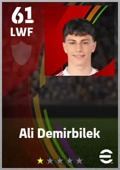 Ali Demirbilek eFootball 2026 player card — 61 OVR LWF