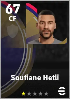 Soufiane Hetli eFootball 2026 player card — 67 OVR CF