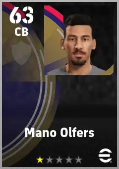 Mano Olfers eFootball 2026 player card — 63 OVR CB