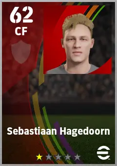 Sebastiaan Hagedoorn eFootball 2026 player card — 62 OVR CF
