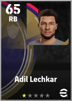 Adil Lechkar eFootball 2026 player card — 65 OVR RB