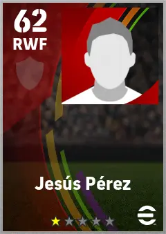 Jesus Perez eFootball 2026 player card — 62 OVR RWF