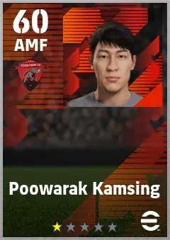 Poowarak Kamsing eFootball 2026 player card — 60 OVR AMF
