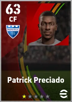 Patrick Preciado eFootball 2026 player card — 63 OVR CF