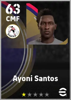 Ayoni Santos eFootball 2026 player card — 63 OVR CMF