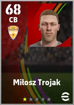 Milosz Trojak eFootball 2026 player card — 68 OVR CB