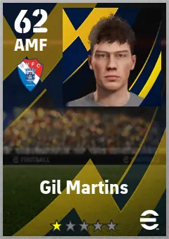Gil Martins eFootball 2026 player card — 62 OVR AMF