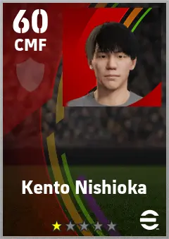 Kento Nishioka eFootball 2026 player card — 60 OVR CMF