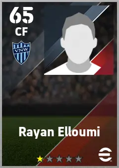 Rayan Elloumi eFootball 2026 player card — 65 OVR CF
