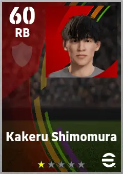 Kakeru Shimomura eFootball 2026 player card — 60 OVR RB