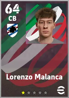 Lorenzo Malanca eFootball 2026 player card — 64 OVR CB