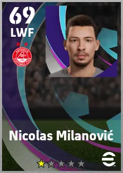 Nicolas Milanovic eFootball 2026 player card — 69 OVR LWF