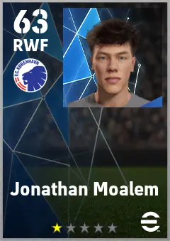Jonathan Moalem eFootball 2026 player card — 63 OVR RWF