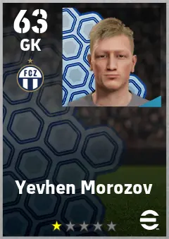 Yevhen Morozov eFootball 2026 player card — 63 OVR GK