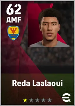 Reda Laalaoui eFootball 2026 player card — 62 OVR AMF