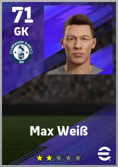 Max WeiSS eFootball 2026 player card — 71 OVR GK