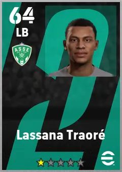 Lassana Traore eFootball 2026 player card — 64 OVR LB