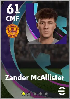 Zander McAllister eFootball 2026 player card — 61 OVR CMF