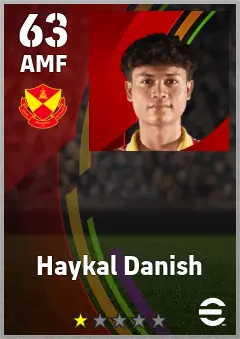 Haykal Danish eFootball 2026 player card — 63 OVR AMF