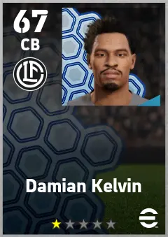 Damian Kelvin eFootball 2026 player card — 67 OVR CB