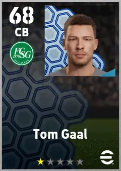 Tom Gaal eFootball 2026 player card — 68 OVR CB